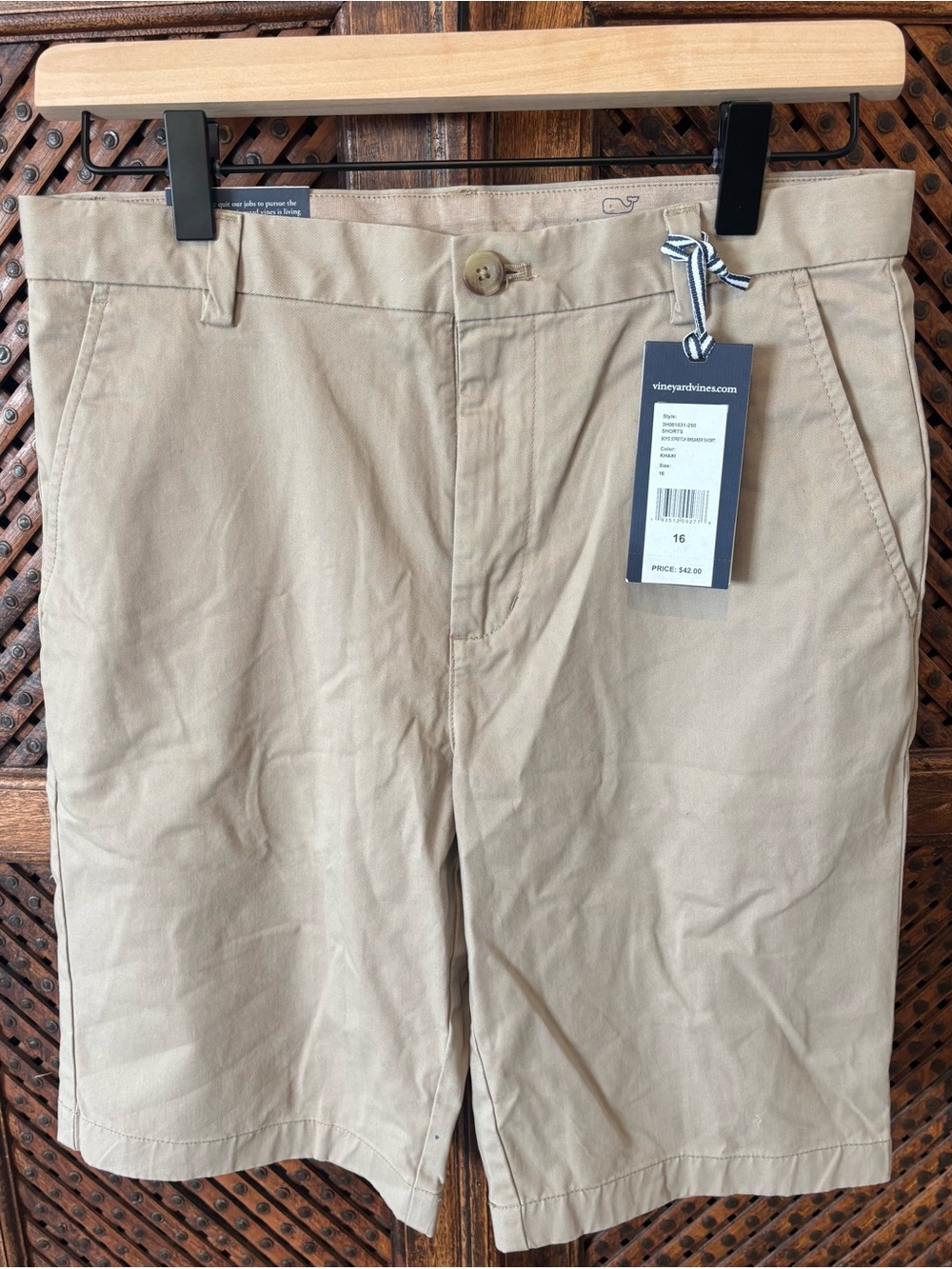 Vineyard Vines Boys Tan Chino Shorts